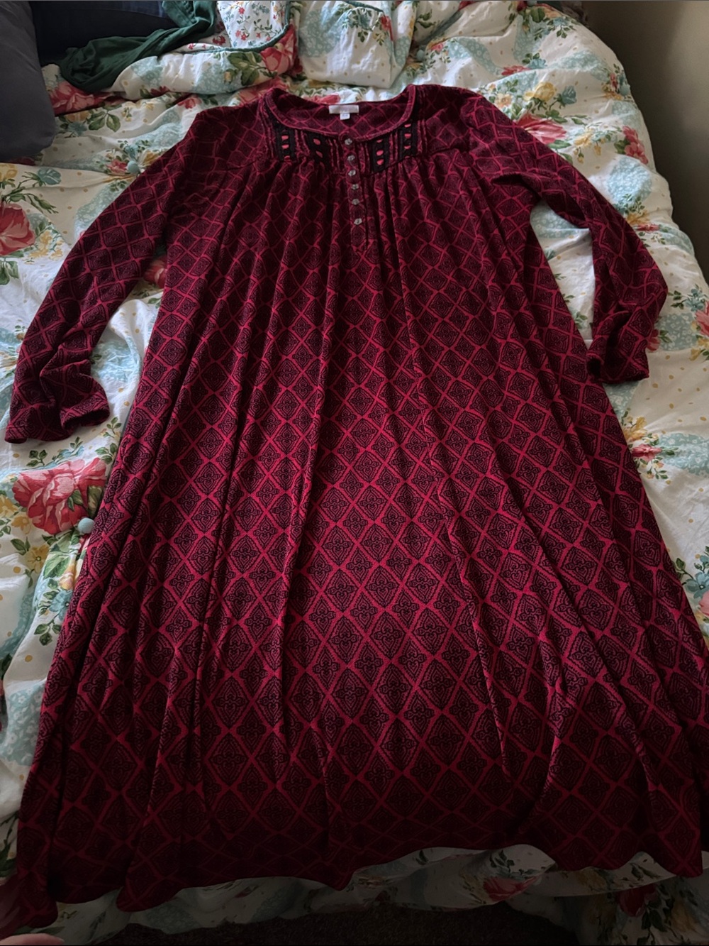 Secret Treasures Wine Red Patterned Maxi Dress